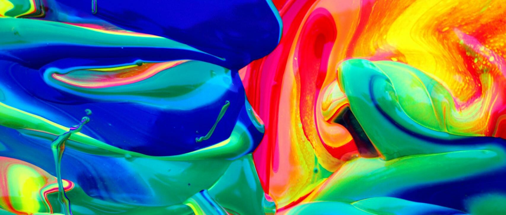 Dynamic abstract art with vibrant colors and fluid acrylic paint textures.